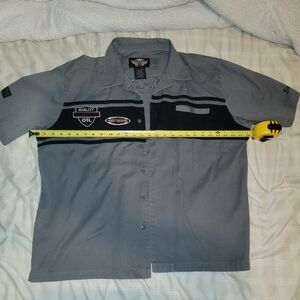 Harley-Davidson Motorcycles Gray and Black Casual Button Down Shirt